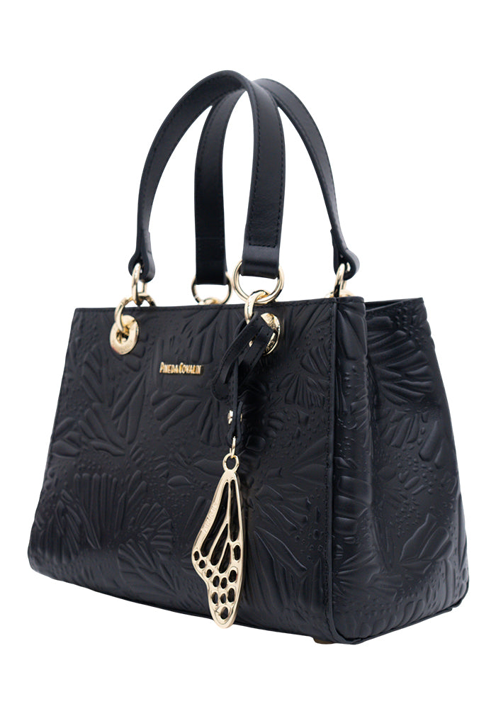 Mini Satchel Kaxan Piel Grabado Mariposa