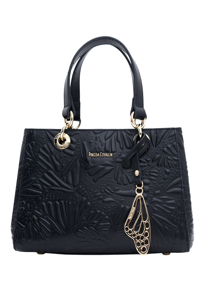 Mini Satchel Kaxan Piel Grabado Mariposa