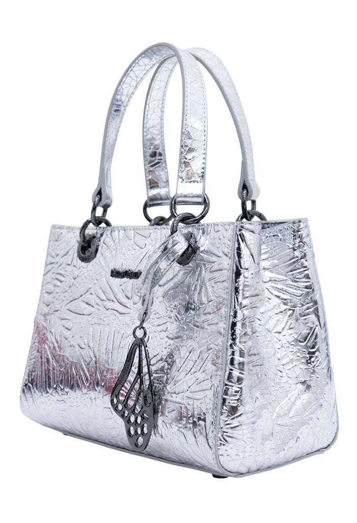 Mini Satchel Kaxan Piel Grabado Mariposa