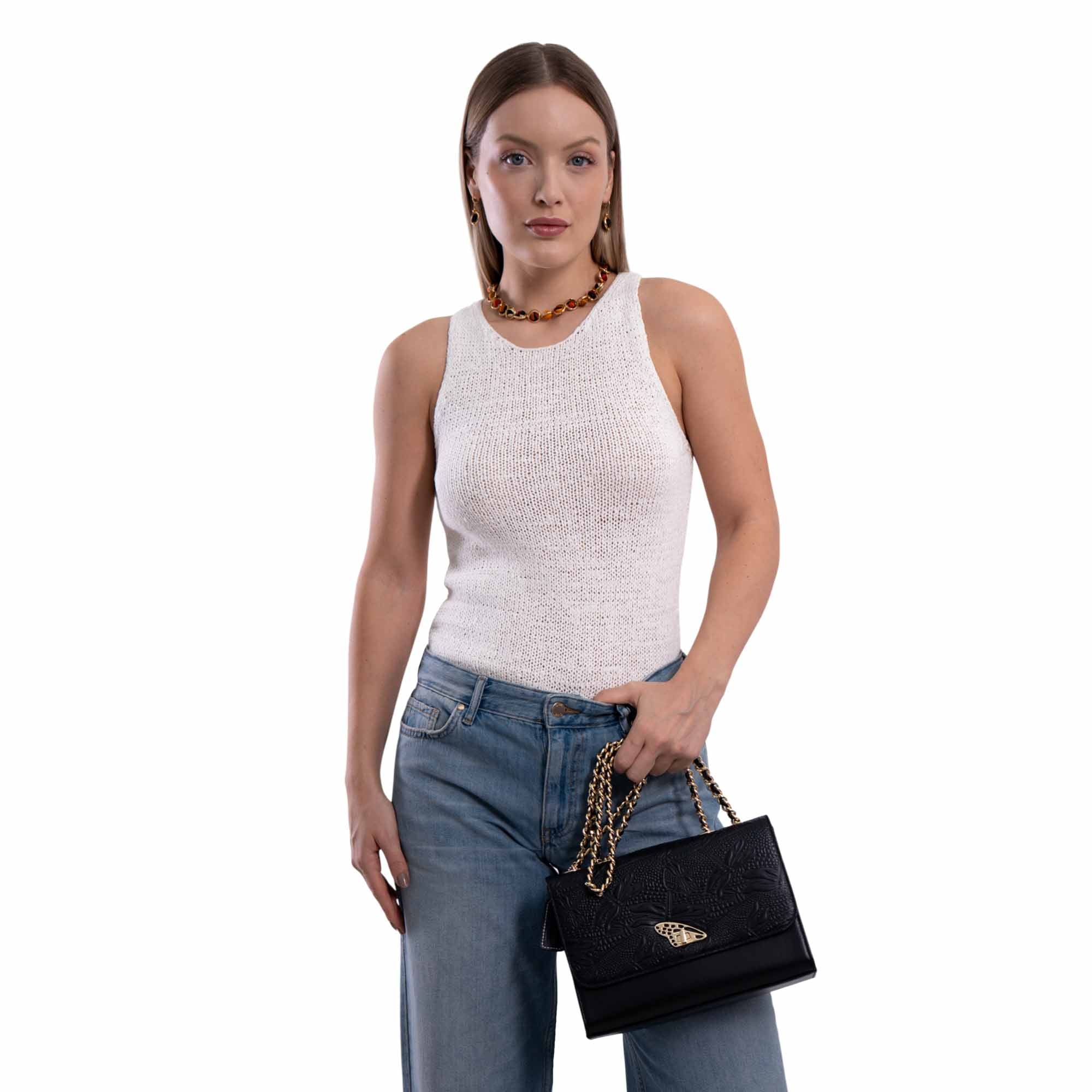 Crossbody Tamin Piel Grabado Libelula