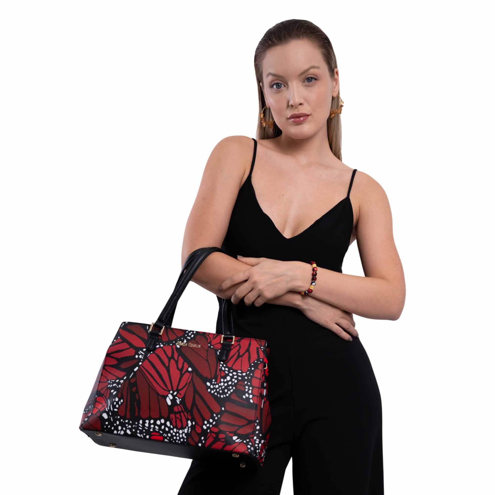 Bolsa Satchel Kan Ek’ Saffiano Mariposa Macro