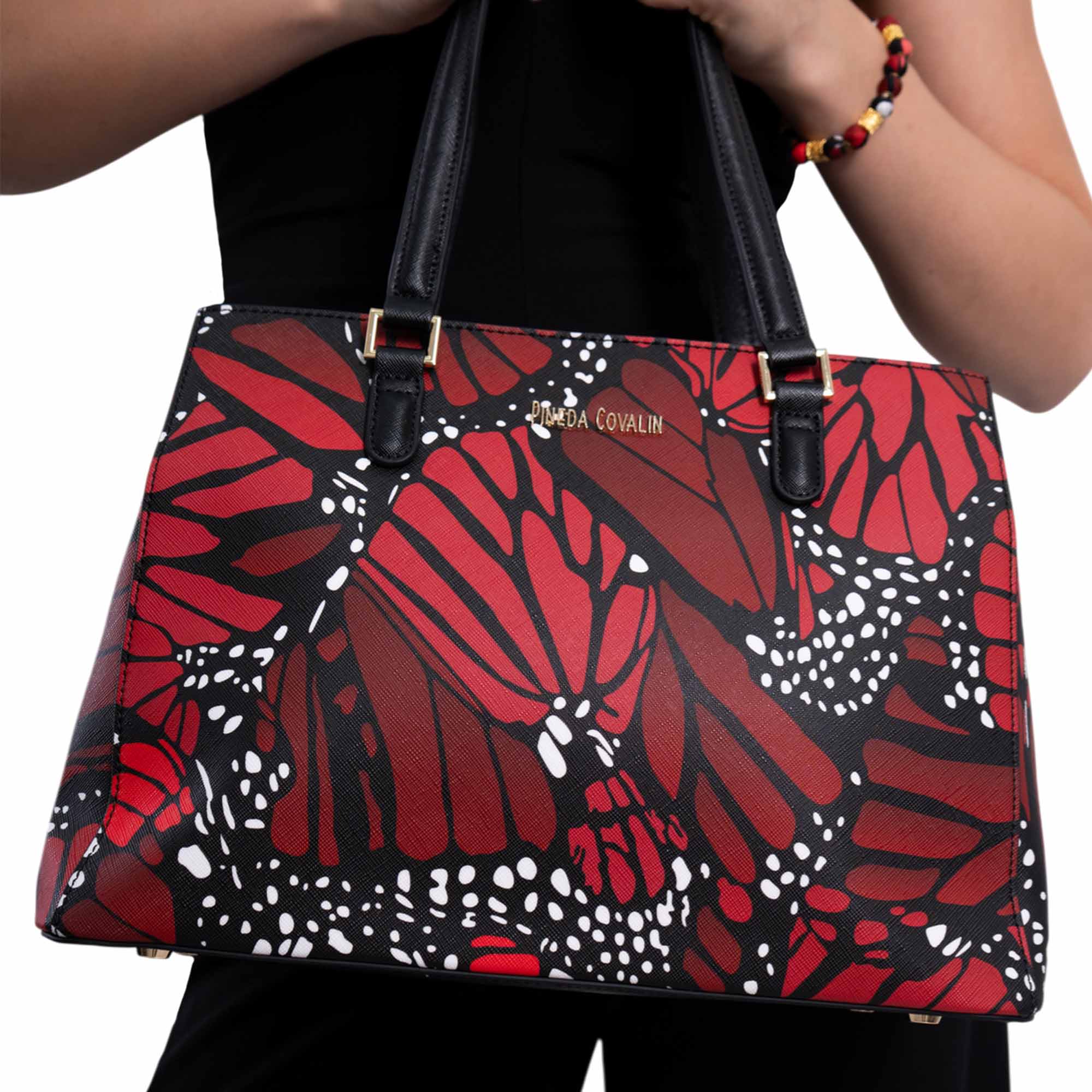 Bolsa Satchel Kan Ek’ Saffiano Mariposa Macro