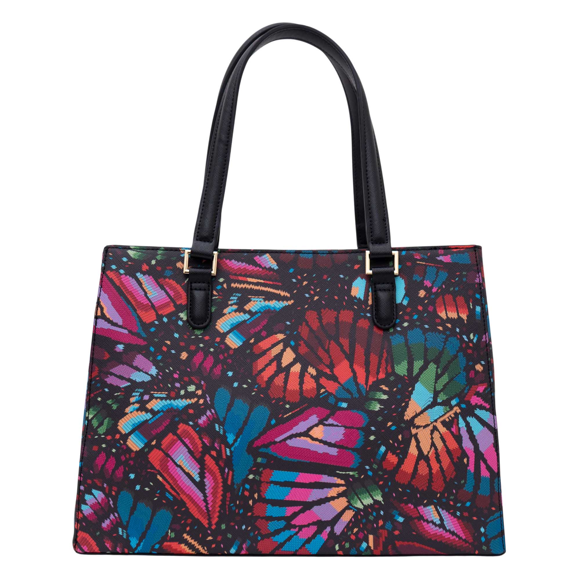 Bolsa Satchel Kan Ek’ Saffiano Mariposa Bordada