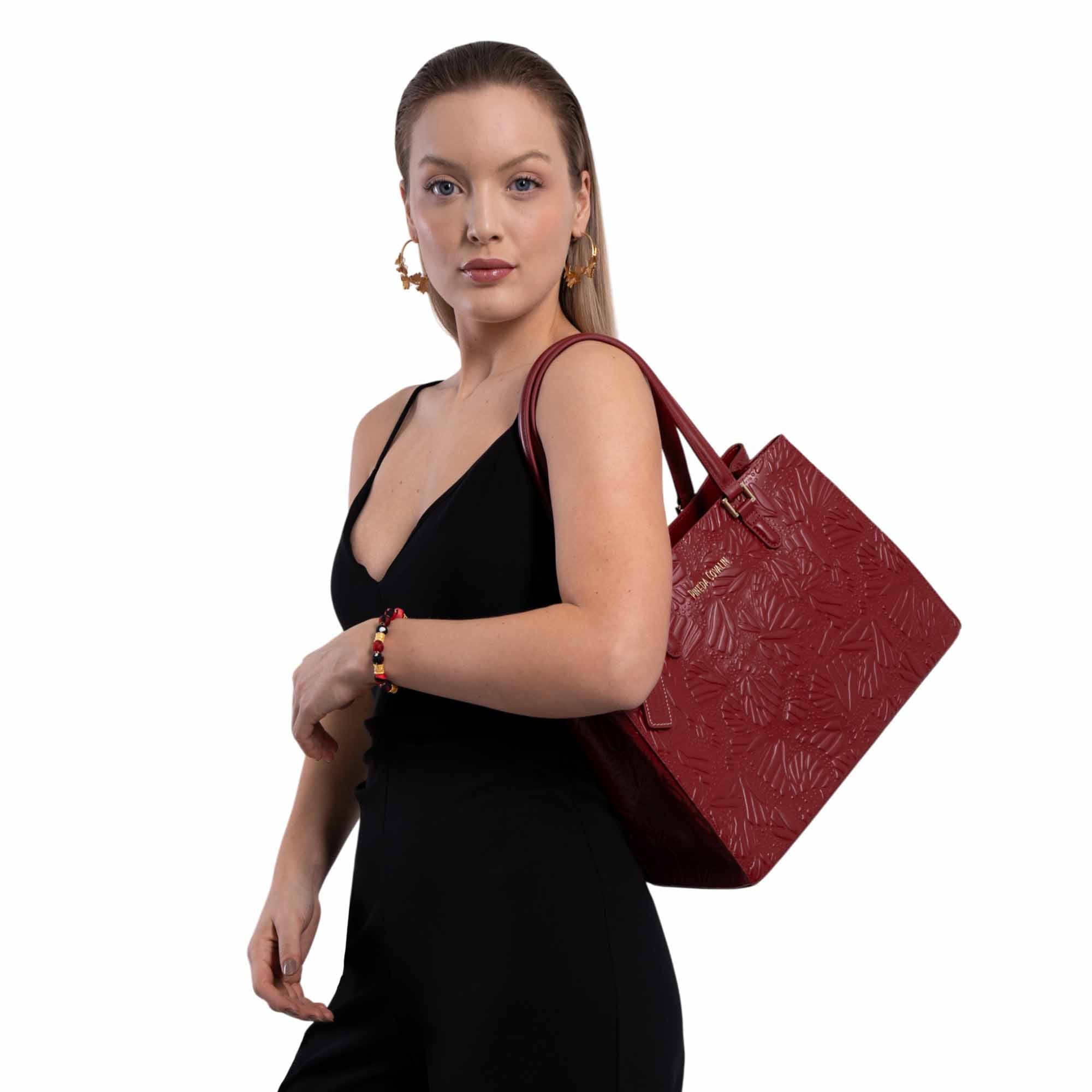 Bolsa Satchel Kan Ek’ Piel Grabado Mariposa