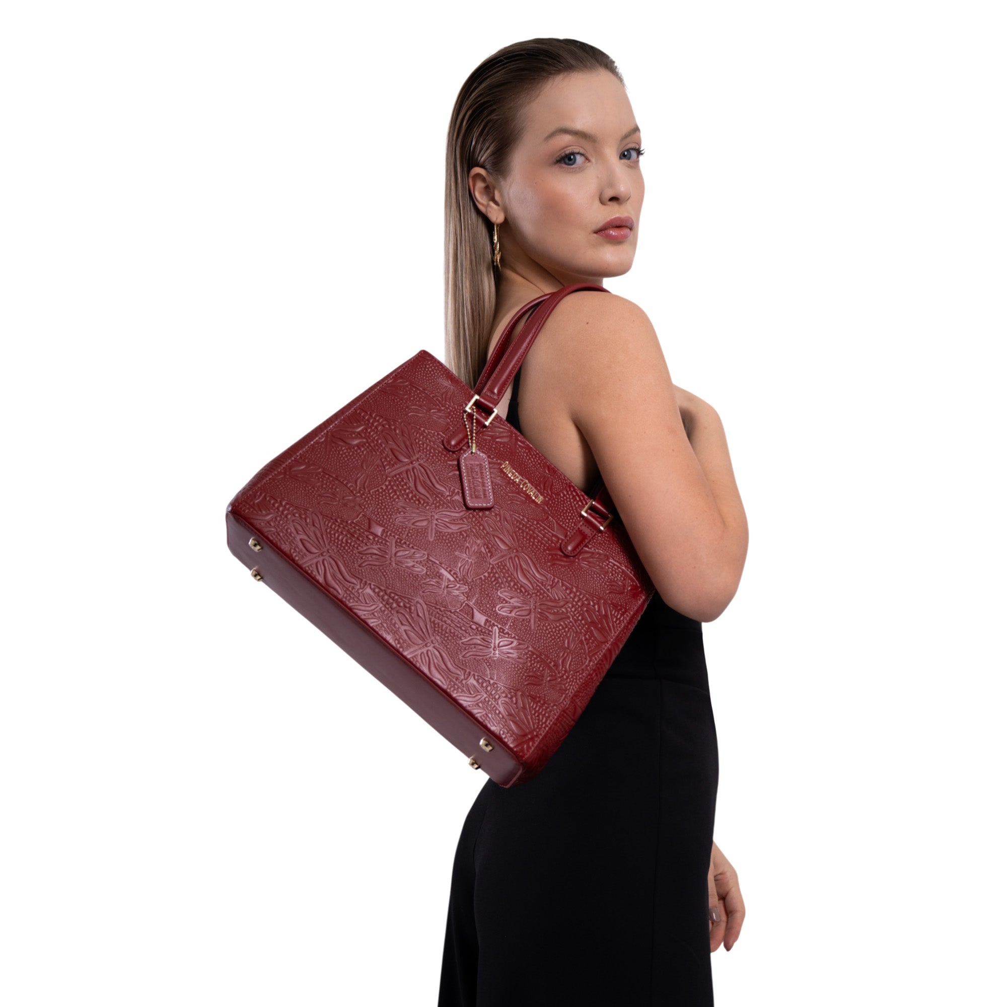 Bolsa Satchel Kan Ek’ Piel Grabado Libelula