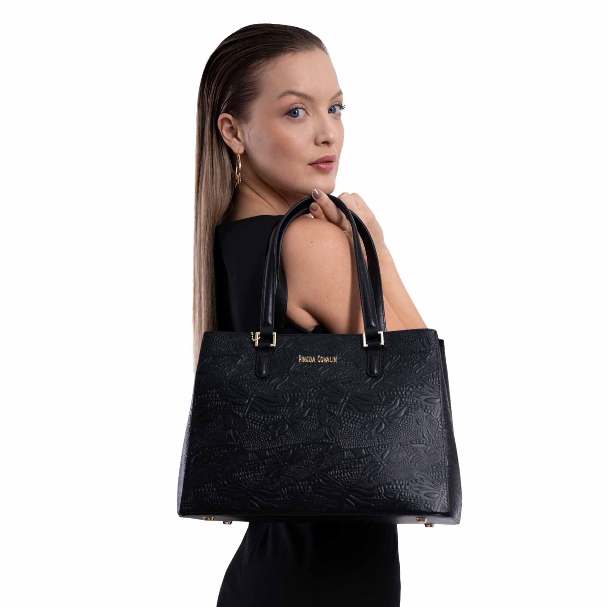 Bolsa Satchel Kan Ek’ Piel Grabado Libelula
