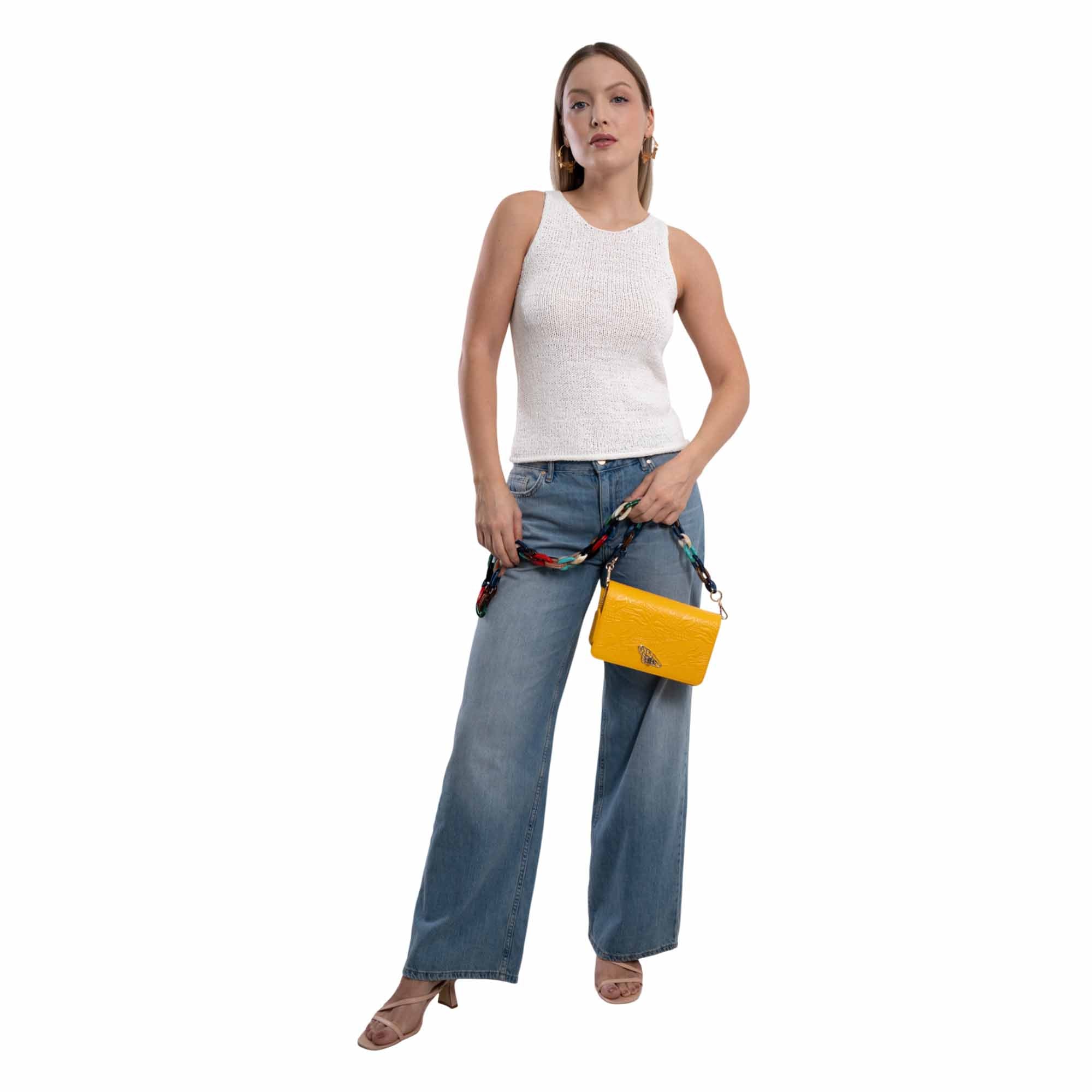 Bolsa Crossbody Kan Piel Grabado Libélula