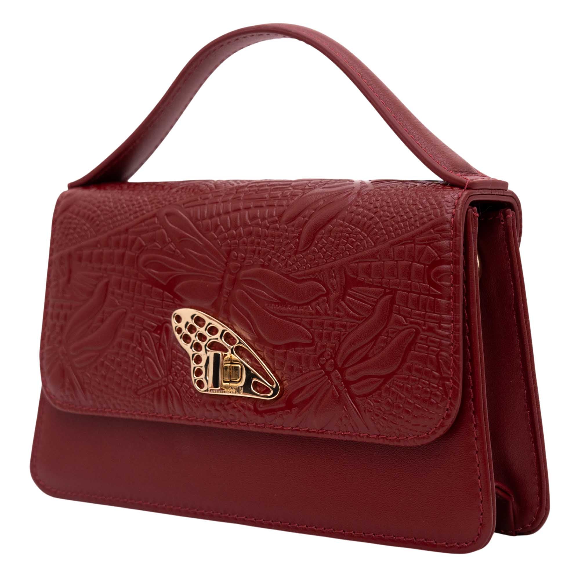 Mini Crossbody Sihul Piel Grabado Libelula