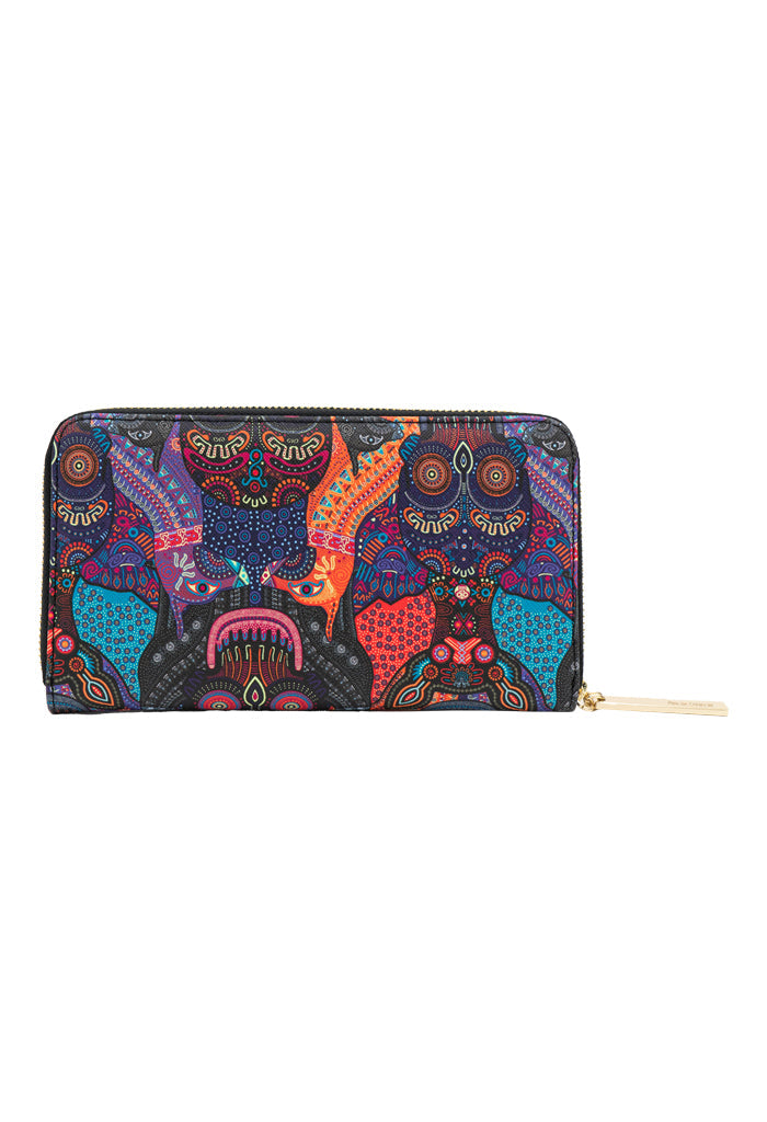 Cartera Grande Saffiano Día de Muertos Mictlán Negro