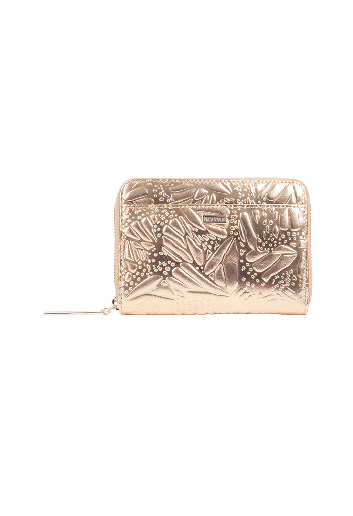 Cartera Mediana Piel Grabado Mariposa