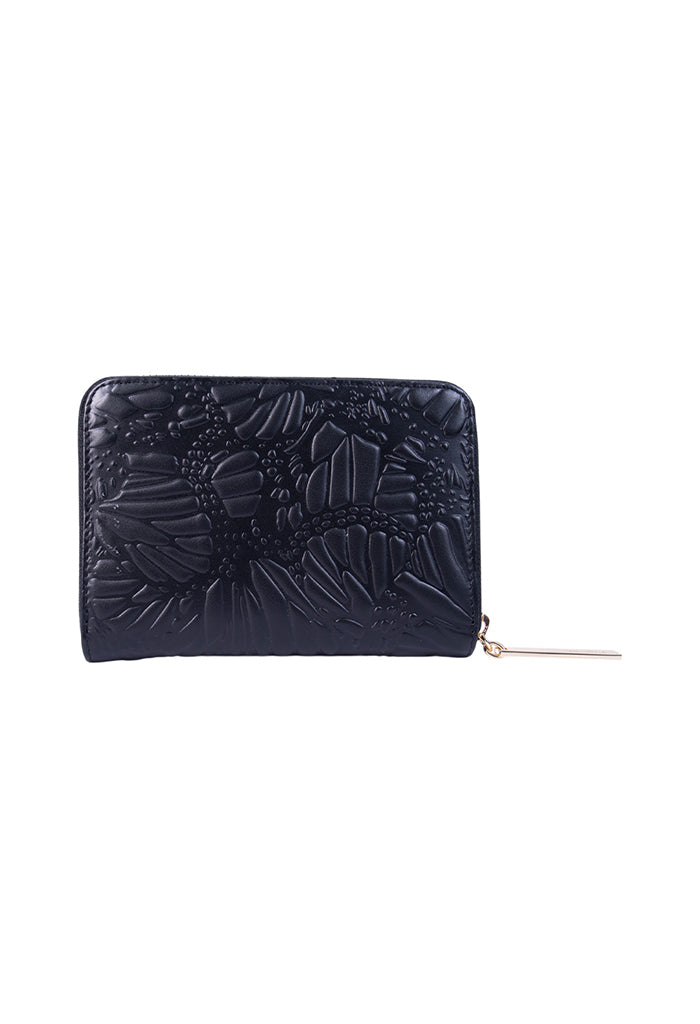 Cartera Mediana Piel Grabado Mariposa