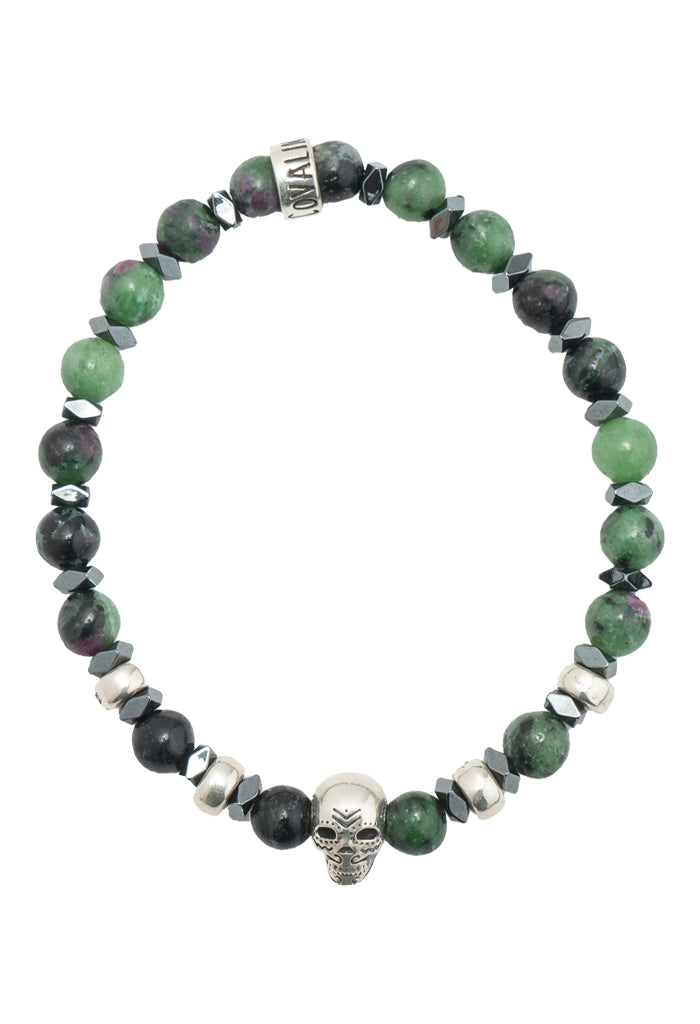 Pulsera Camouflage Dije Calavera Plata