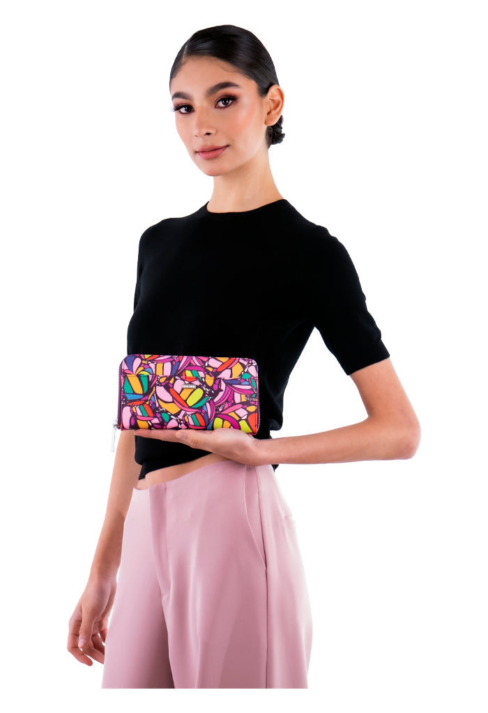 Cartera Grande Vinil Mariposa Abstracta