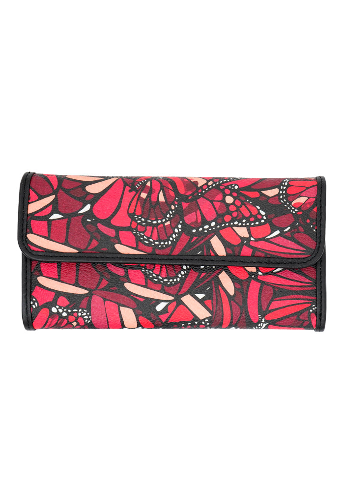 Cartera Bolsillo Negro Vuelo de Mariposa Rojo