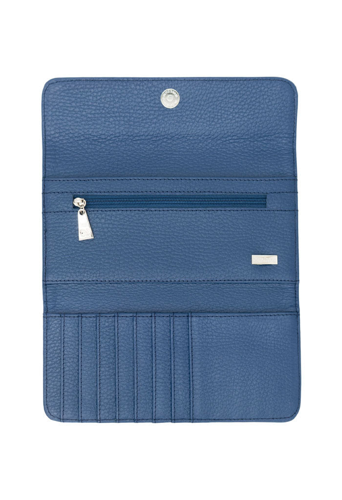 Cartera Bolsillo Azul Acero Máscara de Jade