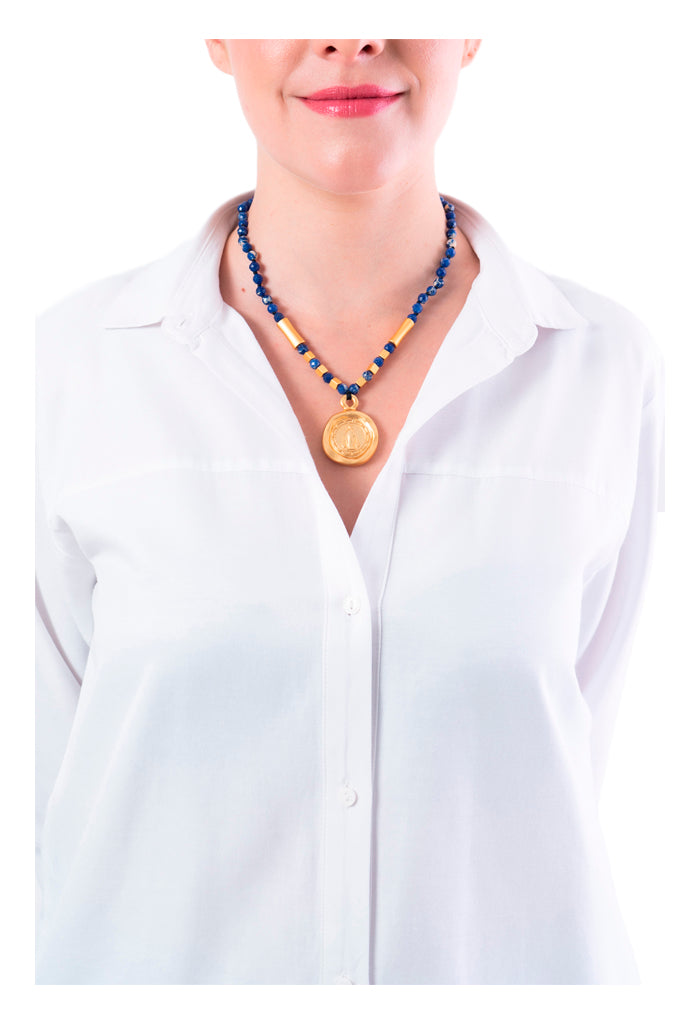 Collar Virgen Milagrosa Azul