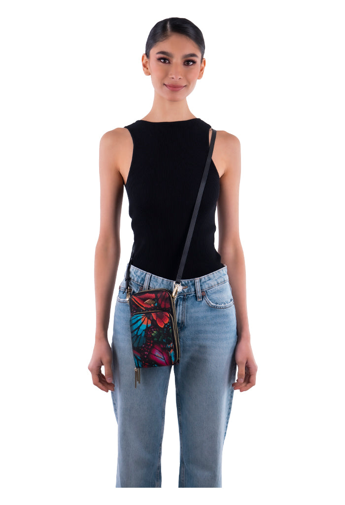 Porta Celular Naab Saffiano Mariposa Bordada Original