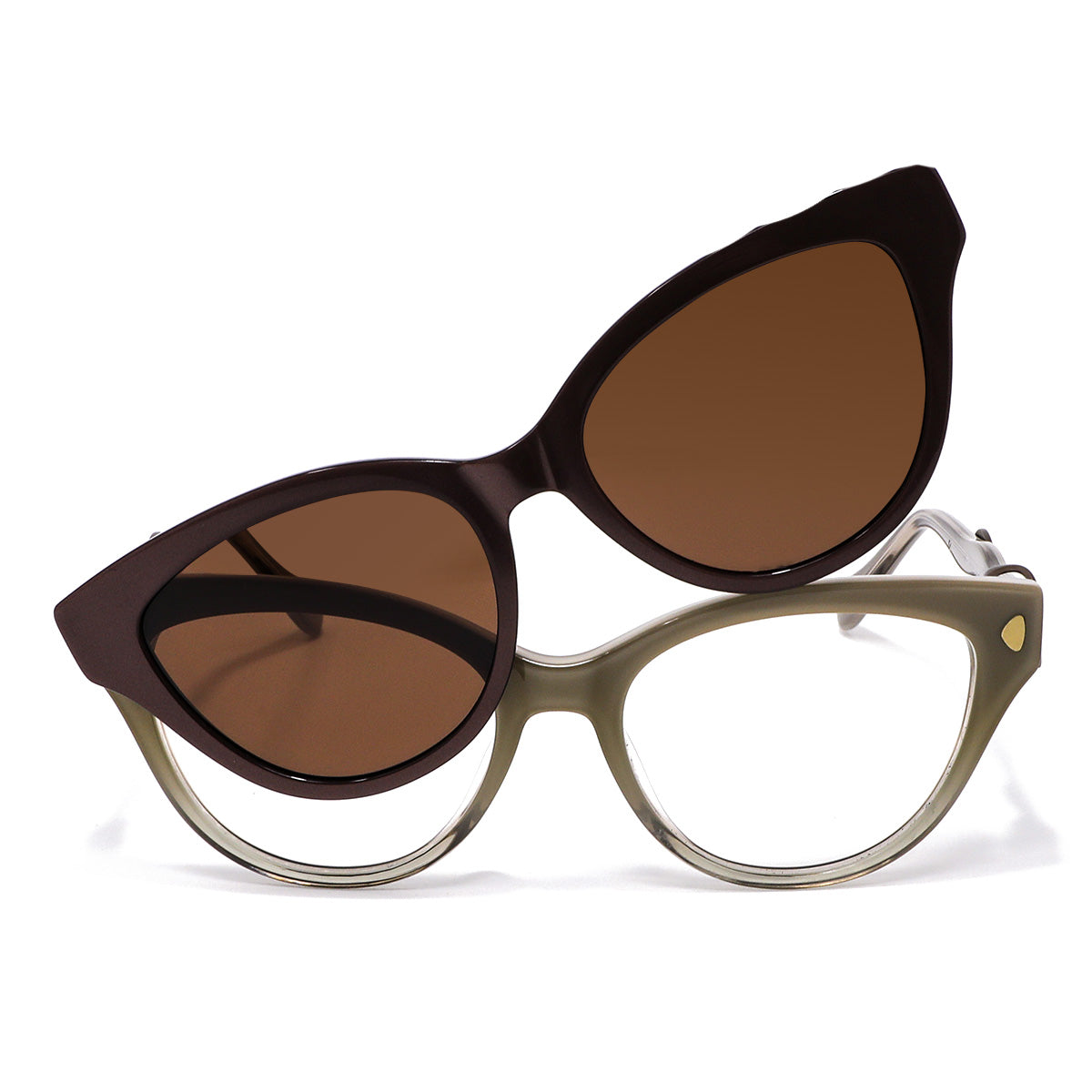 Lentes Clip On Pantos Gris Mariposa Dorada