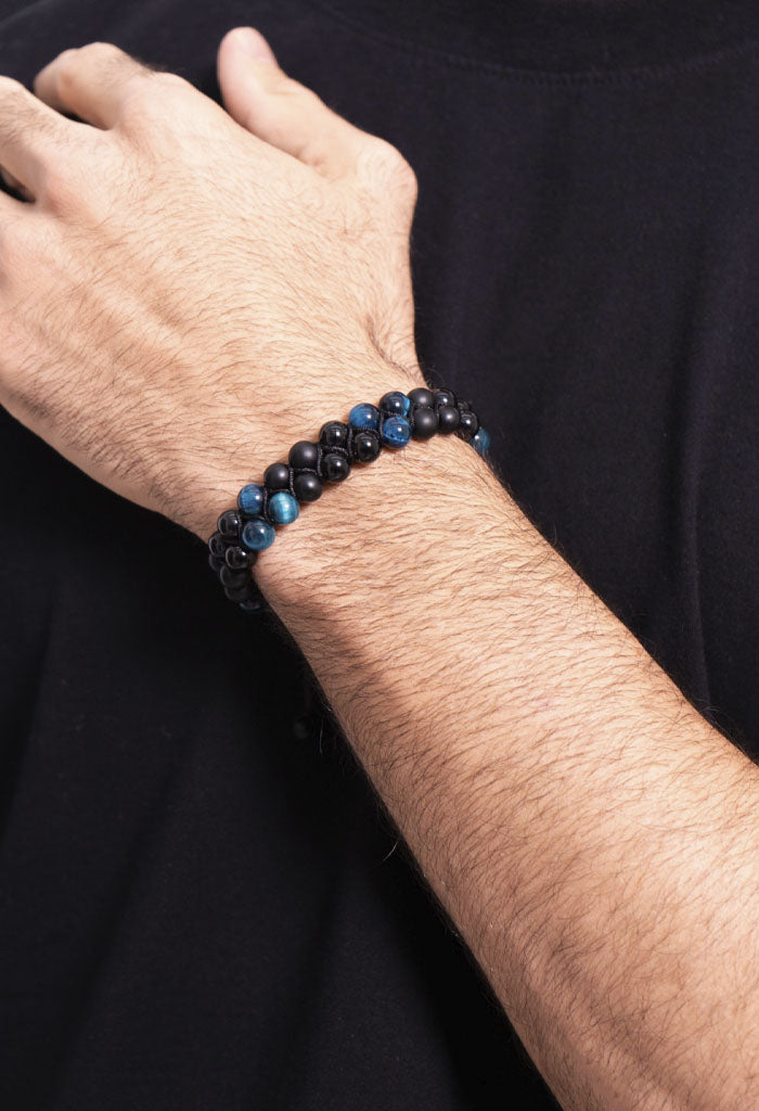 Pulsera Doble Ojo de Tigre Azul