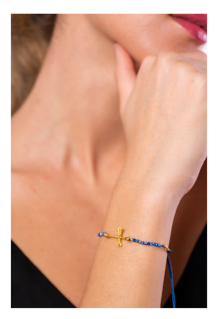 Pulsera Libélula Tejida Piedra Citrino