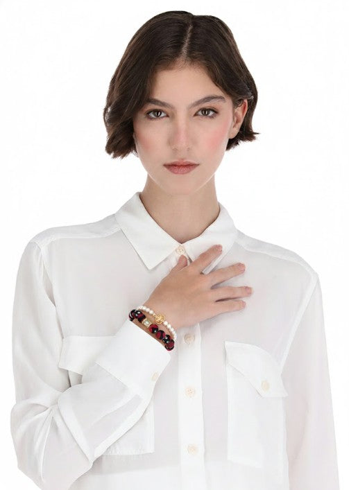 Pulsera Bolitas Seda Cristal Cilindro