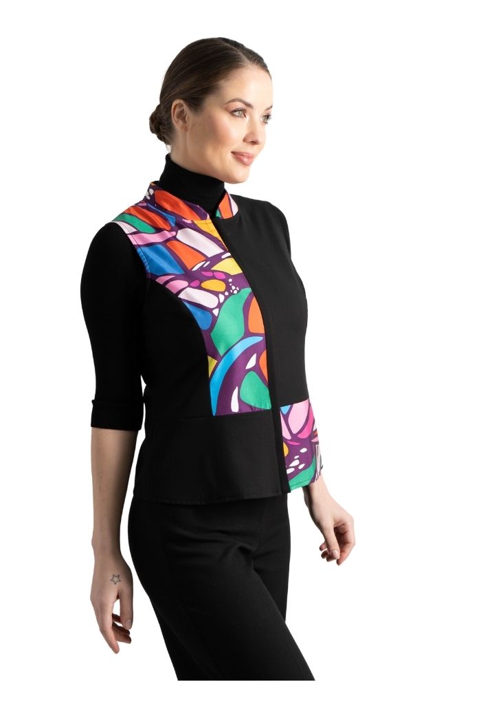 Chaleco Combinado Mariposa Abstracta Morado