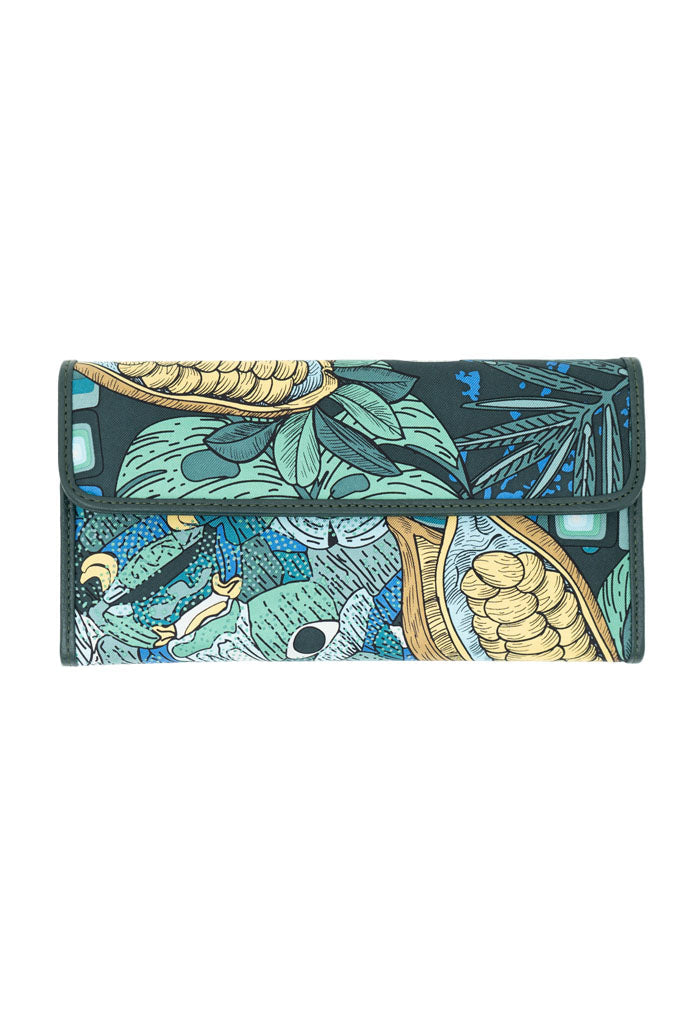 Cartera Bolsillo Azul Acero Máscara de Jade