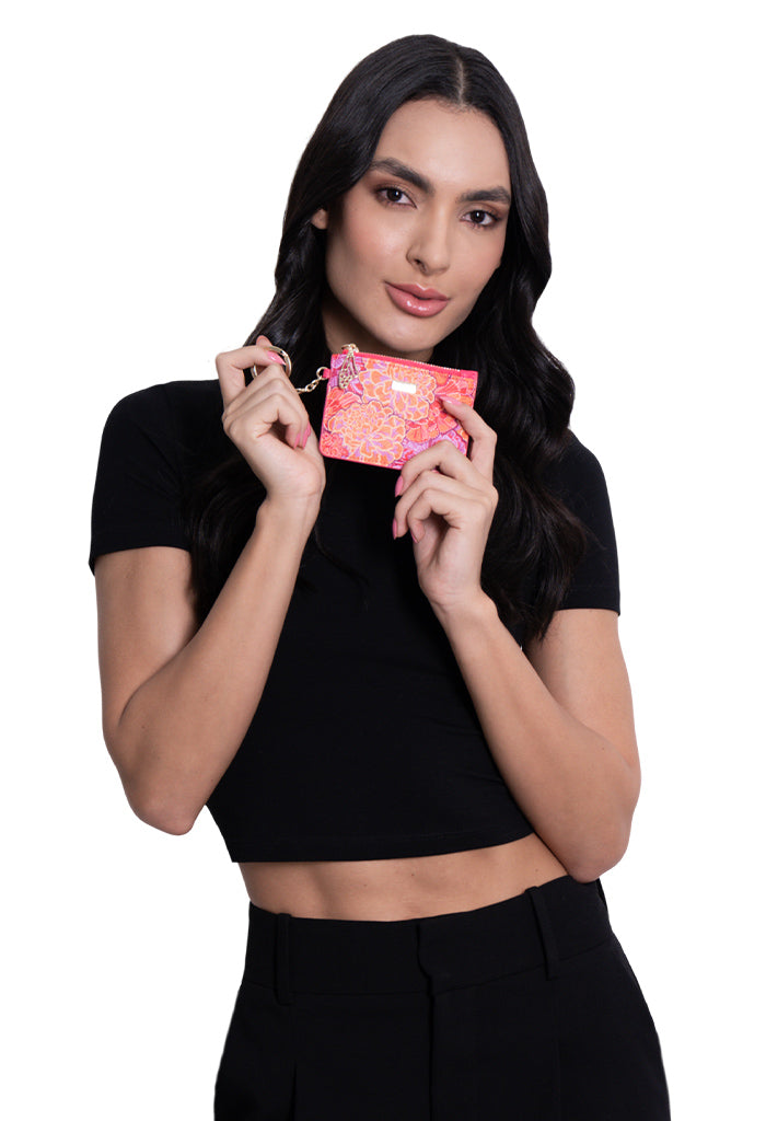 Tarjetero c/llavero Neek Saffiano Cempasúchil