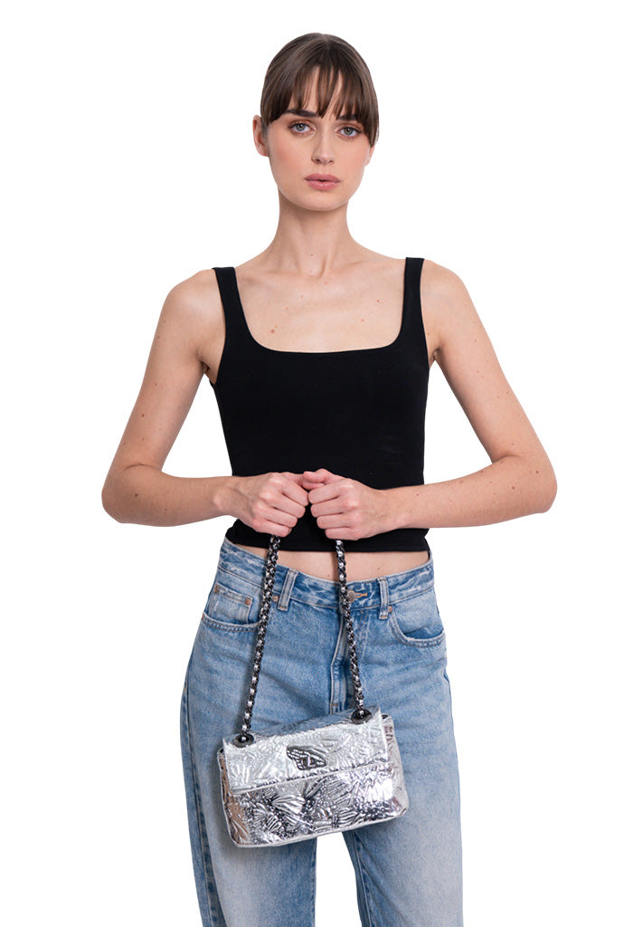 Bolsa Tusbel Piel Mini Grabado Mariposa