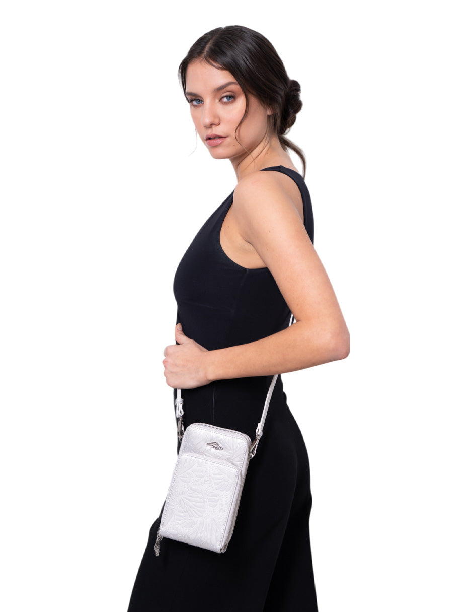 Porta Celular Naab Saffiano Grabado Mariposa