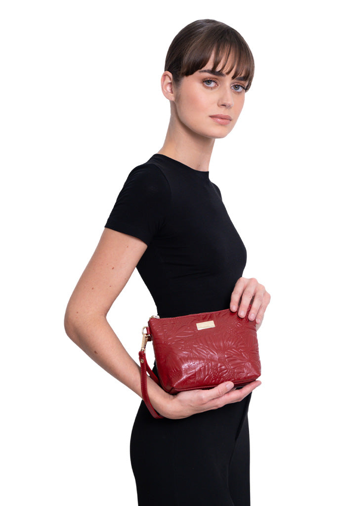 Cosmetiquera Piix de Piel Grabado Mariposa