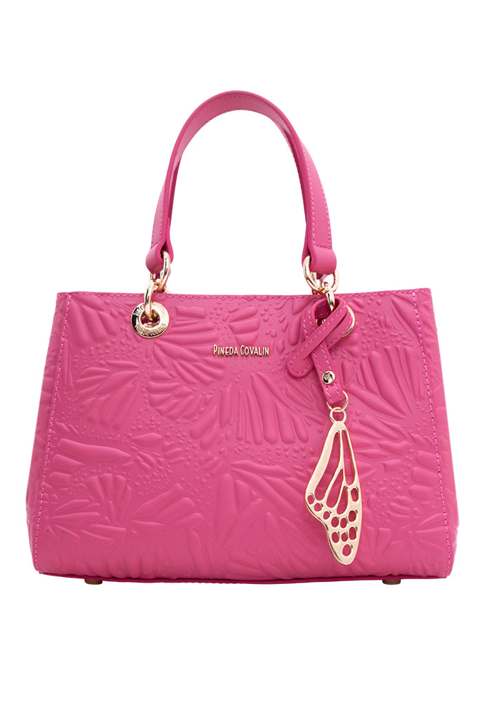 Mini Satchel Kaxan Piel Grabado Mariposa
