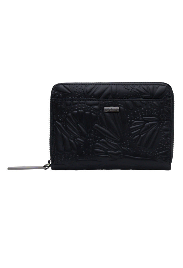 Cartera Mediana Piel Grabado Mariposa