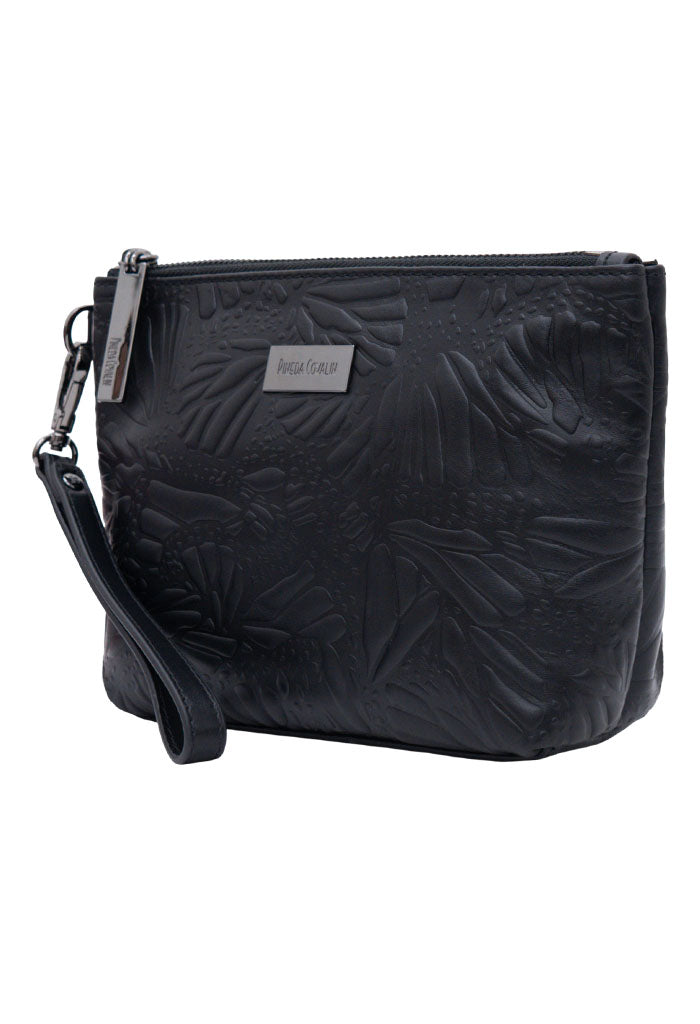 Cosmetiquera Piix de Piel Grabado Mariposa