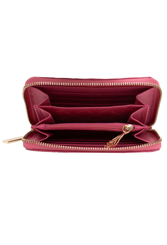 Cartera Mediana Piel Grabado Mariposa