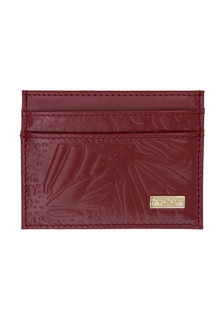 Tarjetero Kuxtal Piel Grabado Mariposa