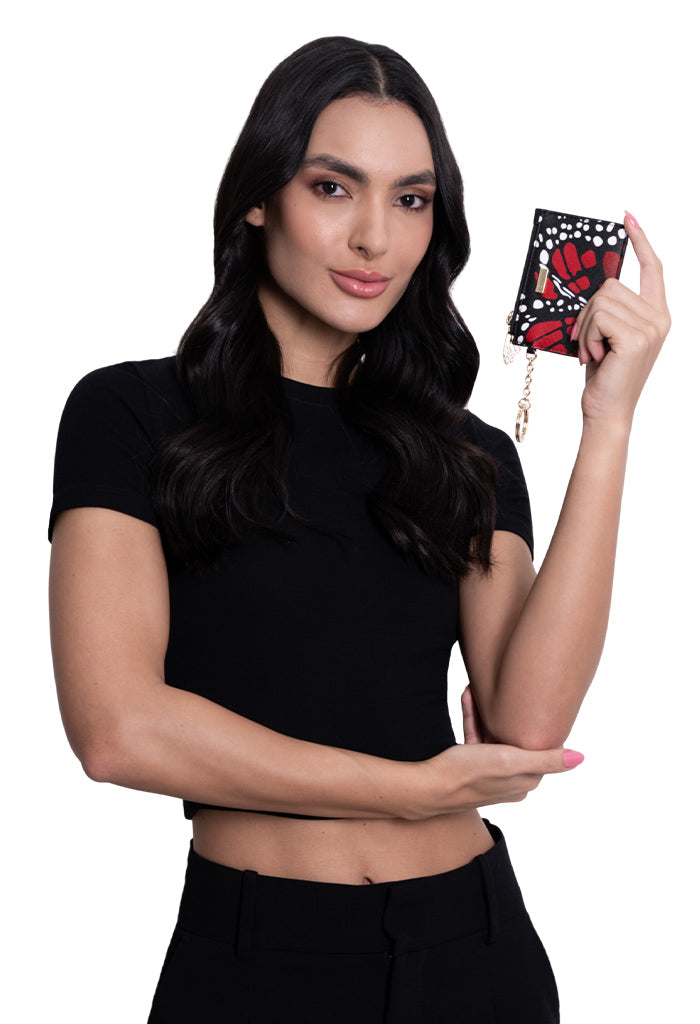 Tarjetero c/llavero Neek Saffiano Mariposa Macro