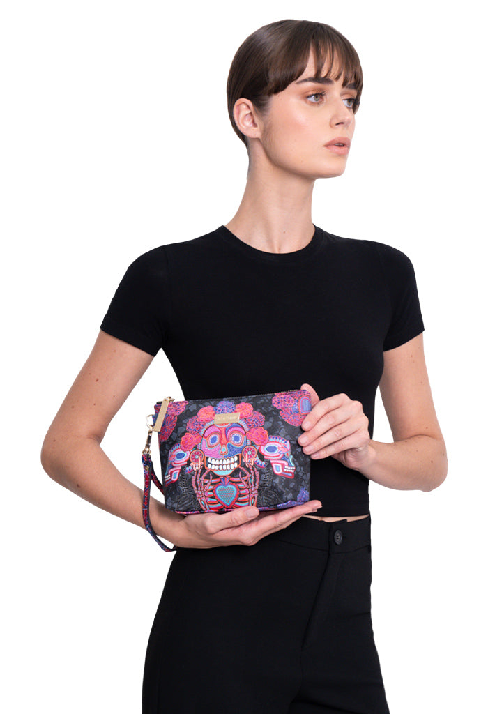 Cosmetiquera Piix Saffiano día de Muertos Catrina