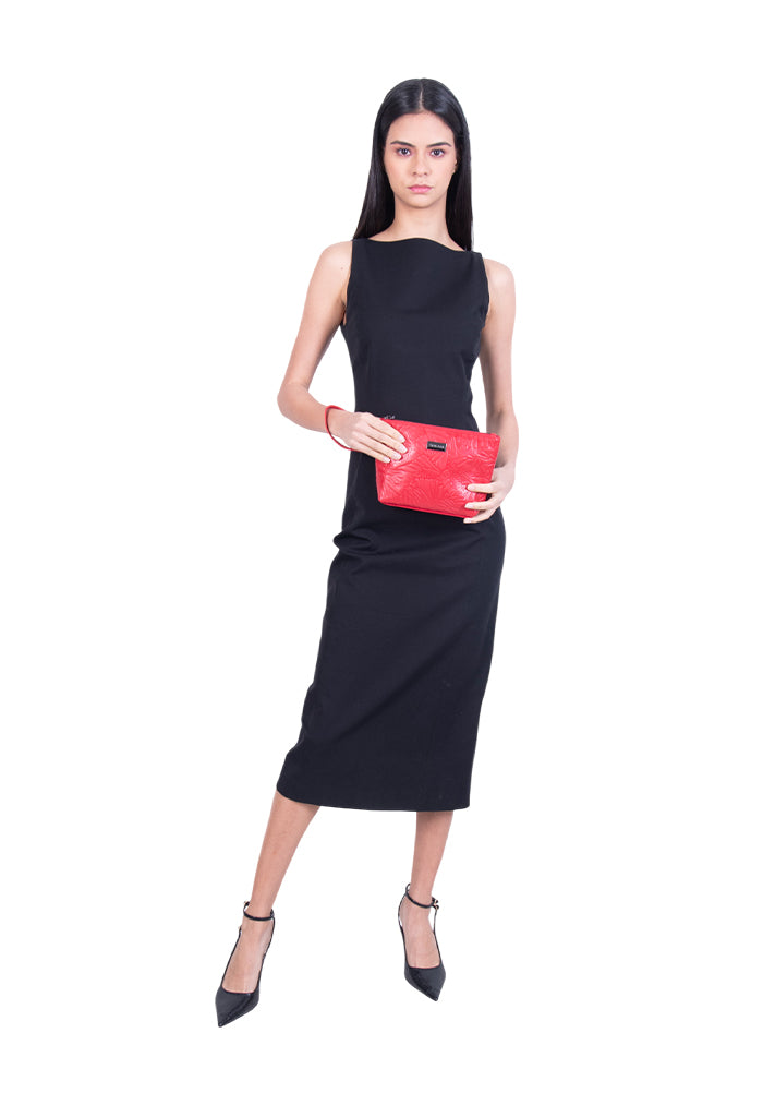 Cosmetiquera Piix de Piel Grabado Mariposa