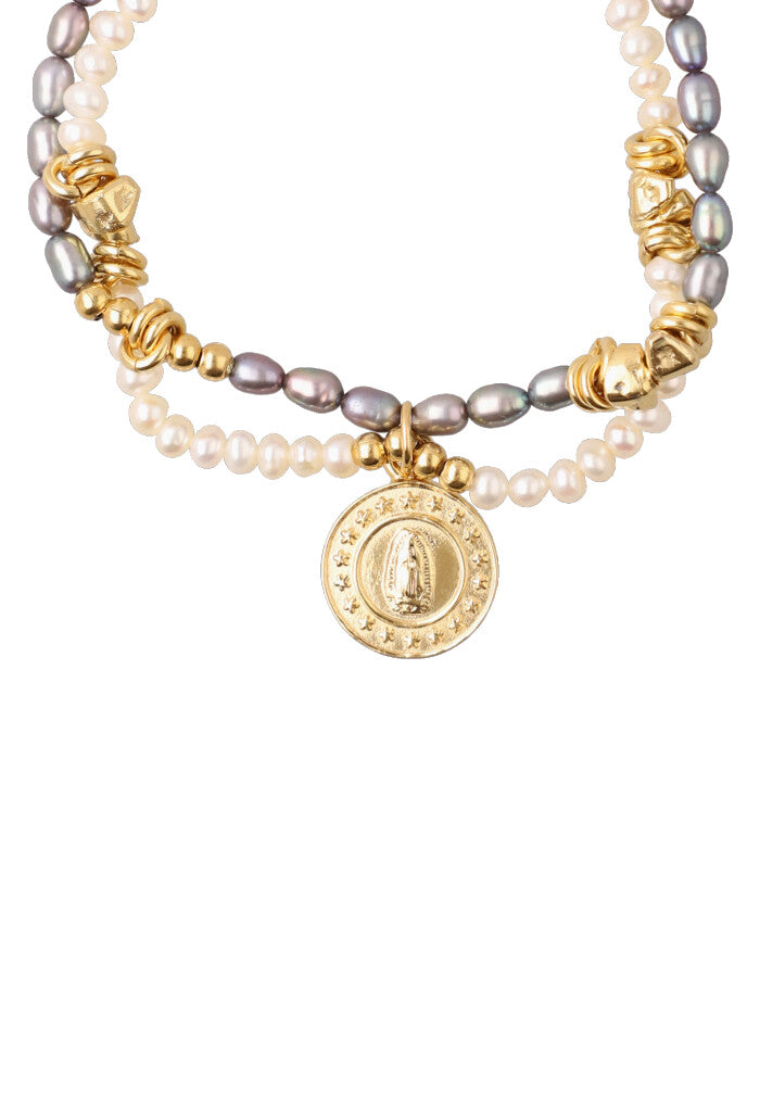 Pulsera con perlas Virgen Guadalupe