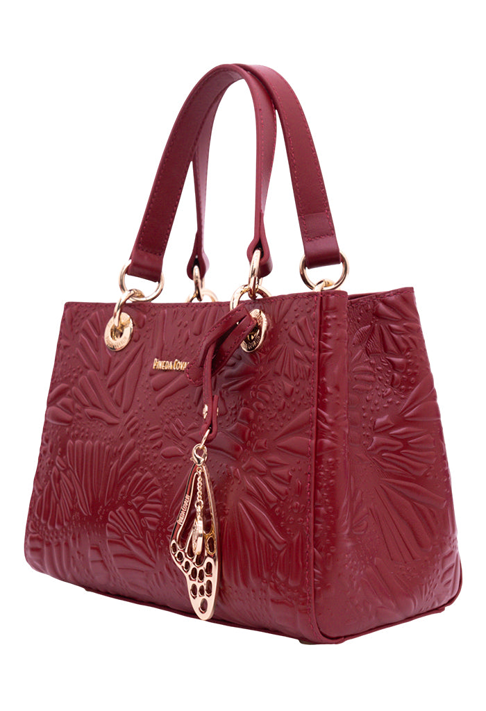 Mini Satchel Kaxan Piel Grabado Mariposa