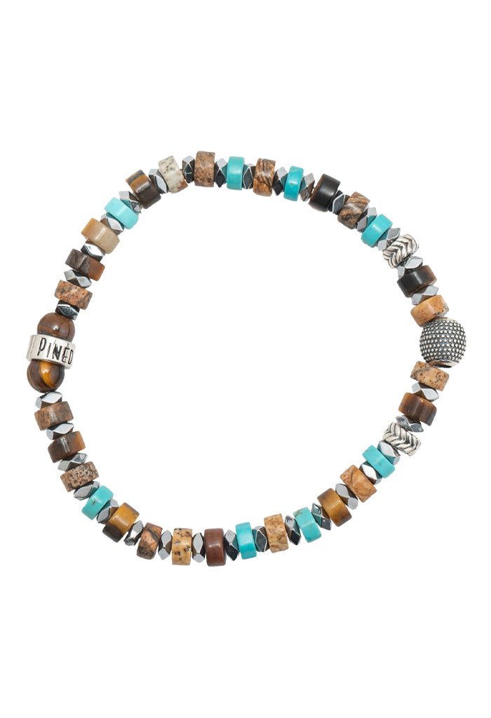 Pulsera con dije Plata Turquesa Ojo de Tigre