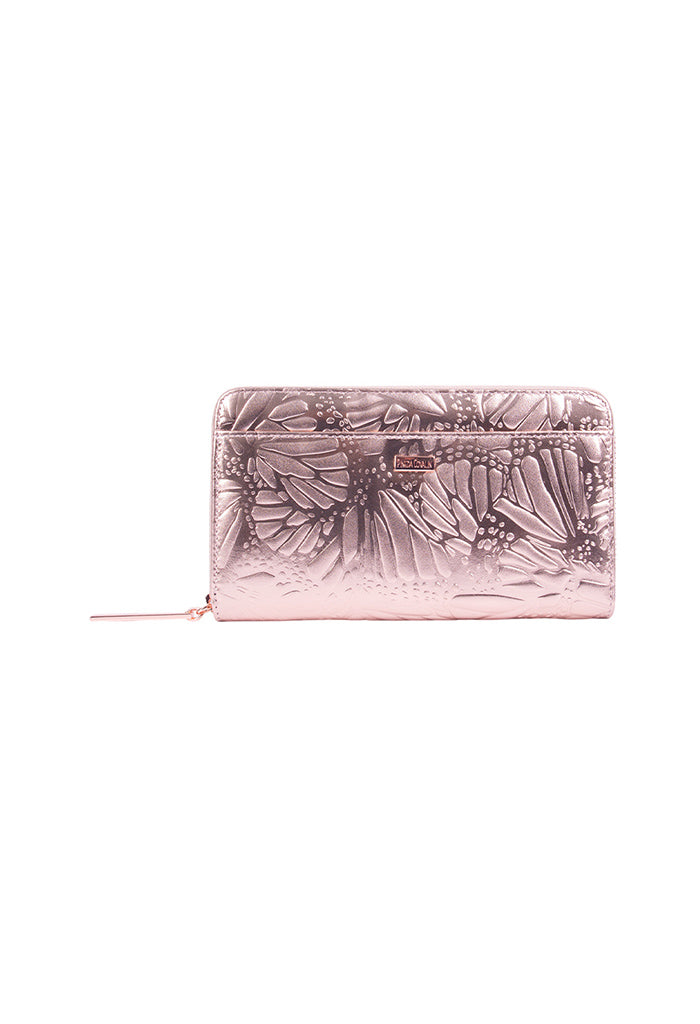 Cartera Grande Piel Grabado Mariposa