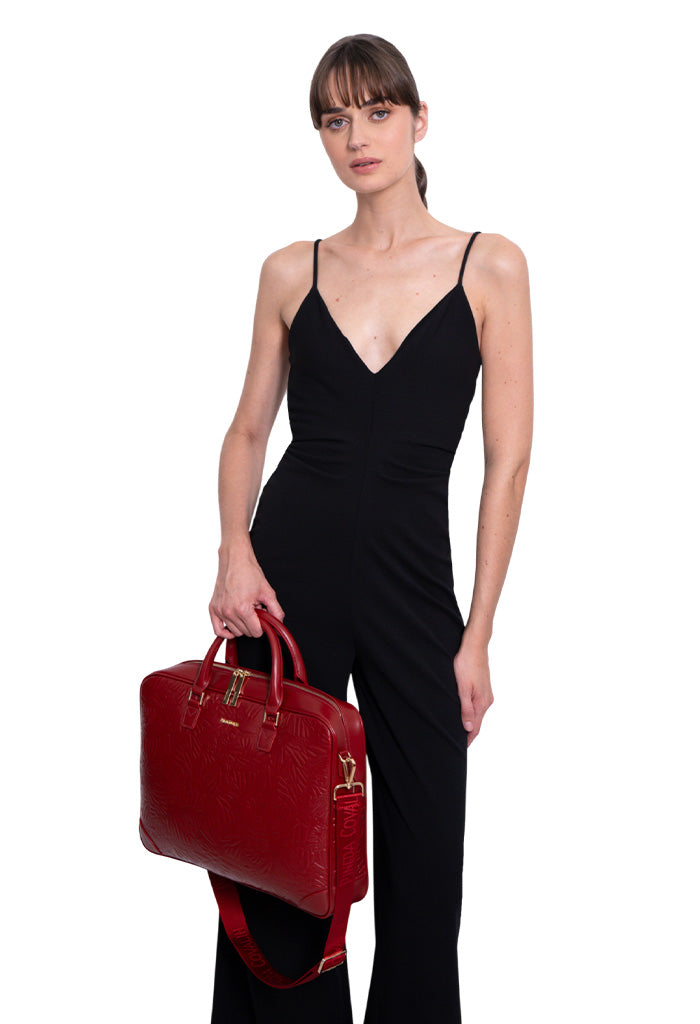 Porta Laptop Tseél de Piel Grabado Mariposa