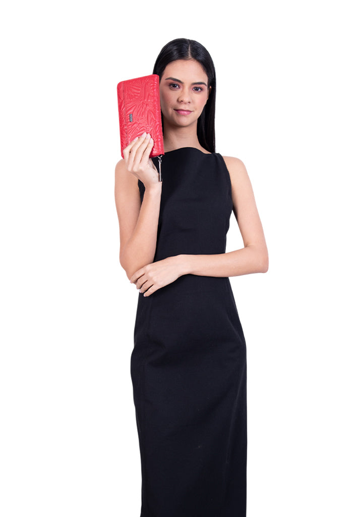 Cartera Grande Piel Grabado Mariposa