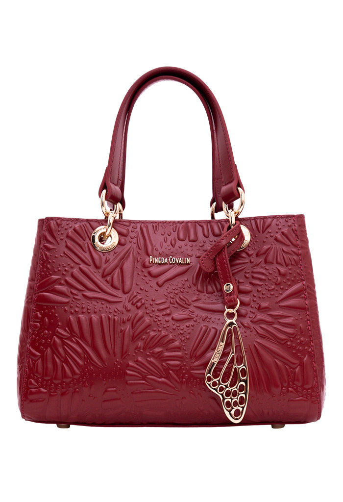 Mini Satchel Kaxan Piel Grabado Mariposa