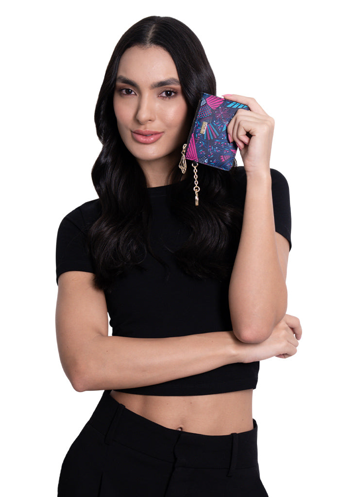 Tarjetero c/llavero Neek Saffiano Colibrí