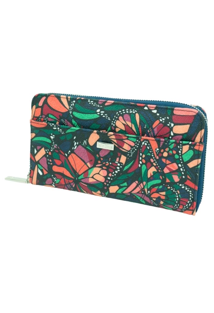 Cartera Grande Vuelo de Mariposa Verde/Rosa