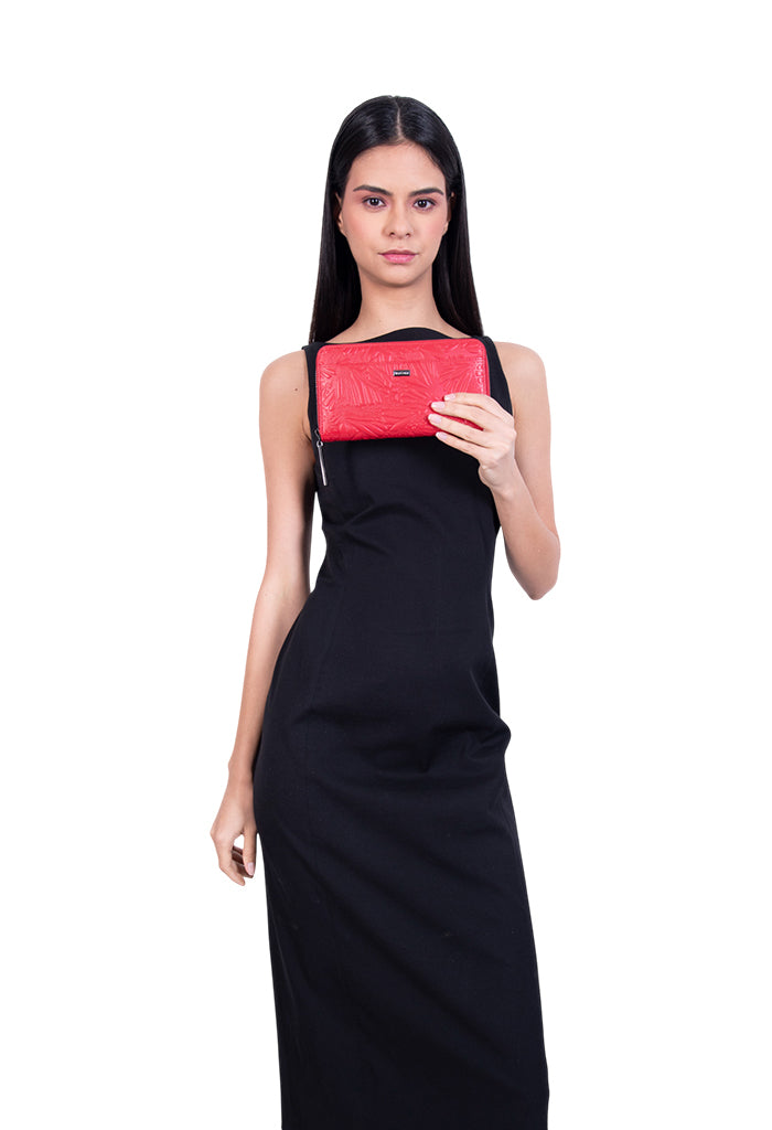 Cartera Grande Piel Grabado Mariposa