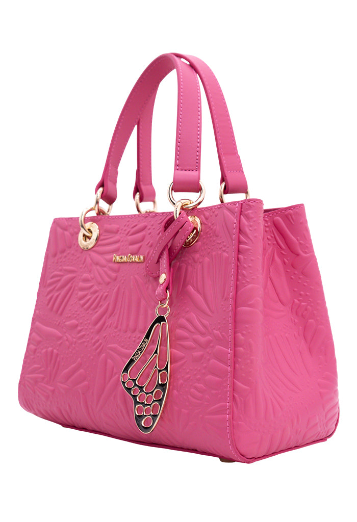 Mini Satchel Kaxan Piel Grabado Mariposa